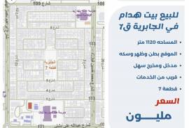 للبيع بيت هدام في الجابرية 